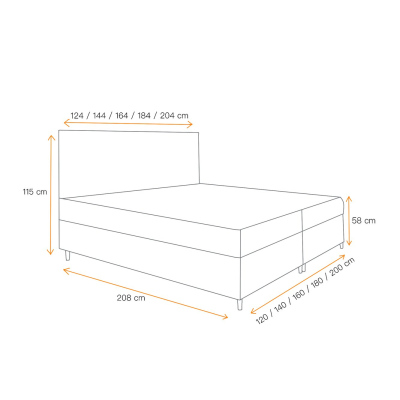 Postel boxspring s úložným prostorem BRIGITA - 140x200, žlutá + topper ZDARMA