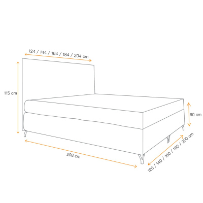 Boxspringová postel SHANNON - 160x200, starorůžová + topper ZDARMA