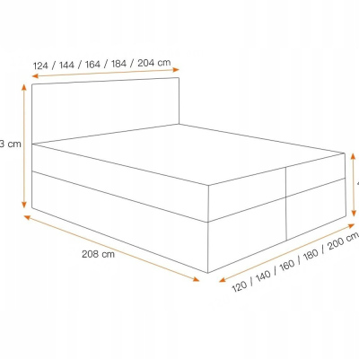 Postel boxspring s prošívaným čelem EUGENA - 120x200, hnědá 1 + topper ZDARMA