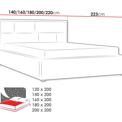 Manželská postel s roštem 200x200 IVENDORF 2 - černá