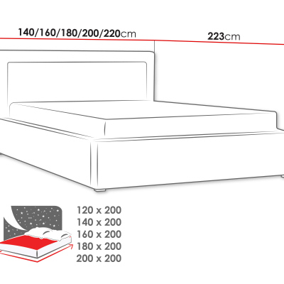 Jednolůžková postel s roštem 120x200 PALIGEN 2 - černá