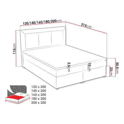 Manželská kontinentální postel 160x200 GOSTORF 1 - modrá  + topper ZDARMA