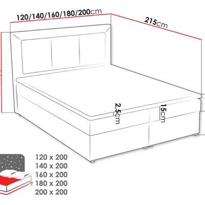 Manželská kontinentální postel 160x200 GOSTORF 1 - šedá 2  + topper ZDARMA