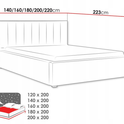 Manželská postel s úložným prostorem a roštem 140x200 TARNEWITZ 2 - černá