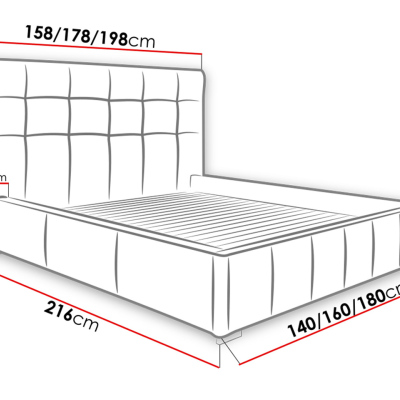 Manželská postel s úložným prostorem a roštem 160x200 MELDORF - světlá šedá