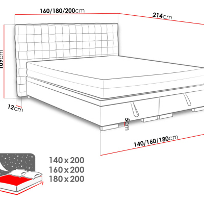 Čalouněná manželská postel s úložným prostorem 160x200 MARNE 2 - šedá