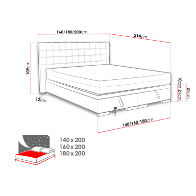 Kontinentální manželská postel 160x200 EUTIN 1 - šedá