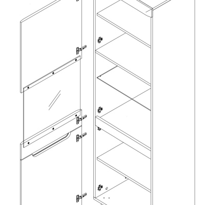 VÝPRODEJ - Prosklená vitrína NATHANIEL - bílá lesk / dub riviera