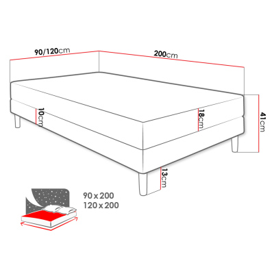 Jednolůžková čalouněná postel 120x200 PELLO 1 - béžová