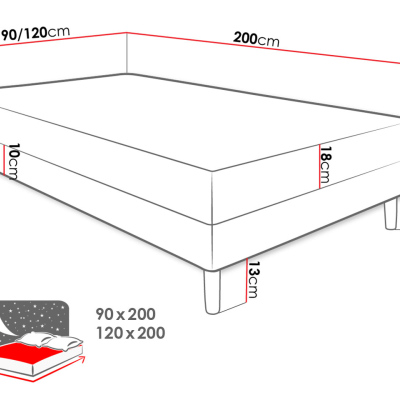 Jednolůžková čalouněná postel 90x200 PELLO 1 - černá