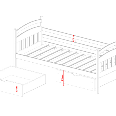 Postel se šuplíky TITO - 90x200, bílá