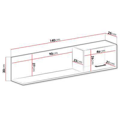 Závěsná police HETTA 2 - dub / bílá