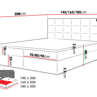 Moderní hotelová postel 160x200 BALJA 1 - světlá šedá + topper ZDARMA