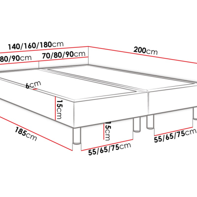 Čalouněná manželská postel 140x200 NECHLIN 2 - černá ekokůže