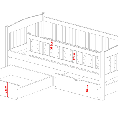 VÝPRODEJ - Dětská postel se zábranou GERTA - 90x200, grafit