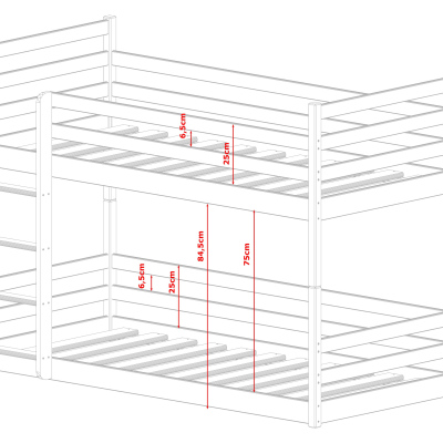 Dětská patrová postel MACY - 80x180, bílá