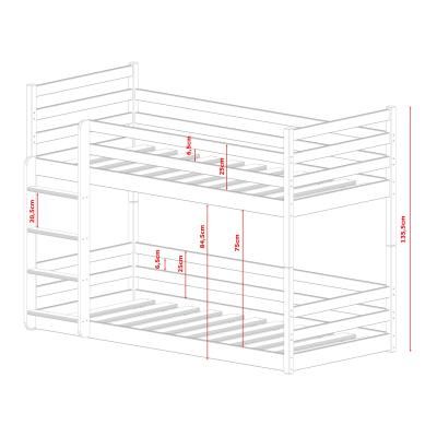 Dětská patrová postel MACY - 80x180, bílá