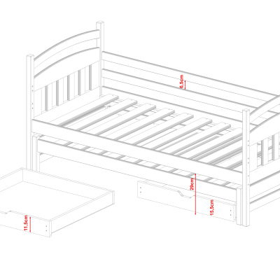 Dětská postel pro 2 se šuplíky GABINA - 80x160, bílá