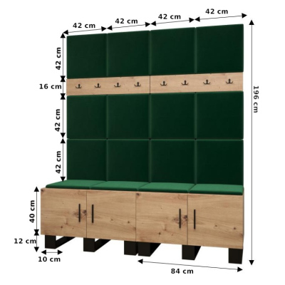 Předsíňová sestava RUMIE 3 - dub artisan, šedé panely