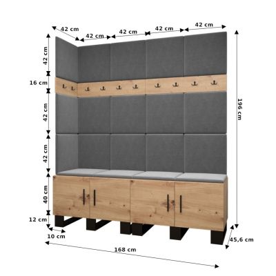 Předsíňová sestava RUMIE 12 - dub artisan, modré panely