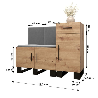 Předsíňová sestava RUMIE 18 - dub artisan, modré panely