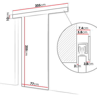 Posuvné dveře se zrcadlem MIRAN 4 - 70 cm, dub artisan