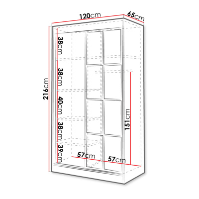 Šatní skříň se zrcadlem 120 cm HONG 2 - dub artisan / černá