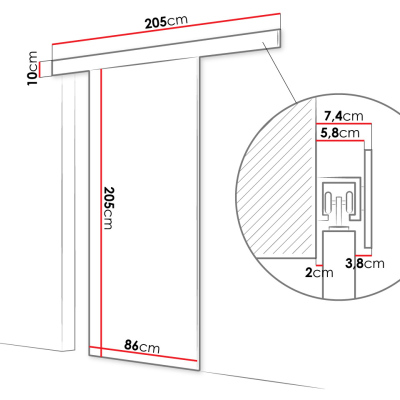 Posuvné dveře se zrcadlem MANAMI 2 - 80 cm, bílé