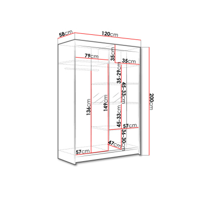 Šatní skříň 120 cm se zrcadlem a LED RGB osvětlením SAMANRE 2 - černá / dub artisan