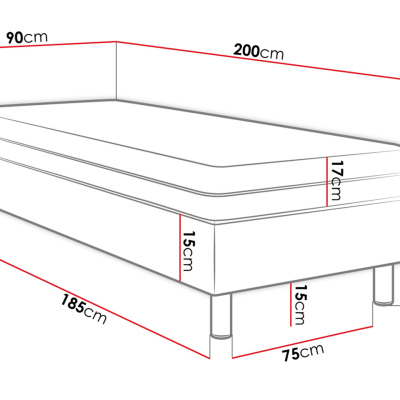 Čalouněná jednolůžková postel 90x200 NECHLIN 2 - černá ekokůže + panely 30x30 cm ZDARMA