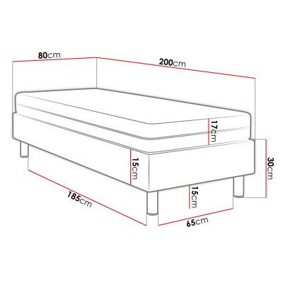 Čalouněná jednolůžková postel 80x200 NECHLIN 2 - bílá ekokůže + panely 30x30 cm ZDARMA