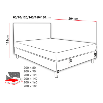 Čalouněná manželská postel 180x200 NECHLIN 3 - zelená