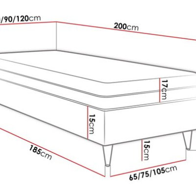 Jednolůžková čalouněná postel s matrací 90x200 NECHLIN 5 - růžová