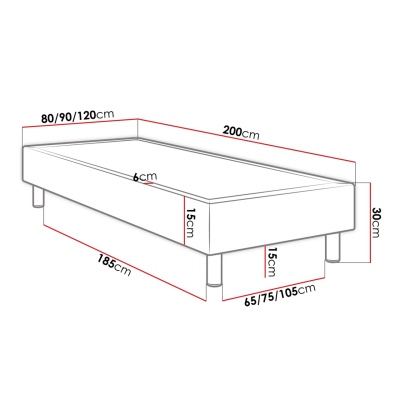 Jednolůžková čalouněná postel 120x200 NECHLIN 5 - černá ekokůže