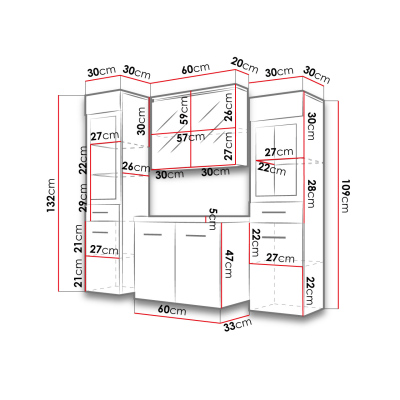 Koupelnová sestava YUKO 2 - matera / lesklá bílá + baterie Economico ZDARMA