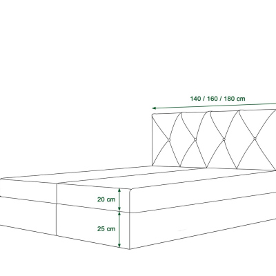 Hotelová postel LILIEN - 140x200, zelená