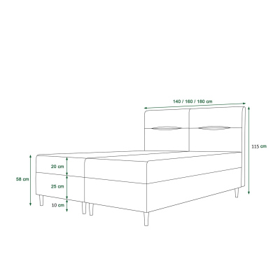 Americká manželská postel HENNI - 160x200, tmavě hnědá