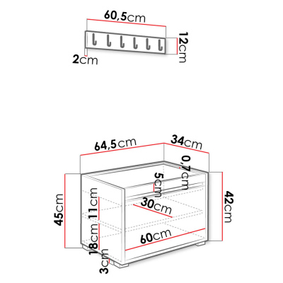 Předsíňová stěna s nástěnnými čalouněnými panely CLENZE 5 - bílá / béžová