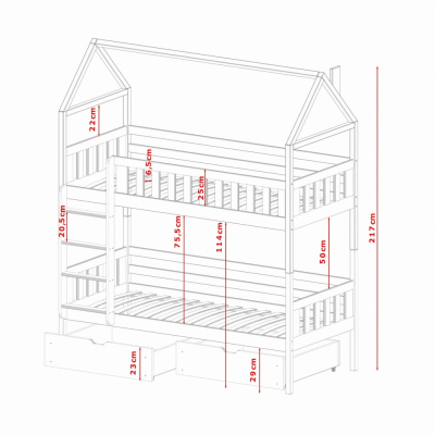 Domečková postel s úložným prostorem DALILA - 80x200, borovice