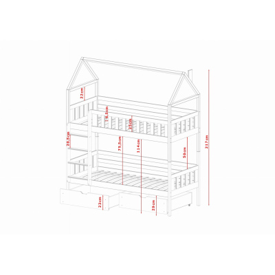 Domečková postel s úložným prostorem DALILA - 80x200, borovice