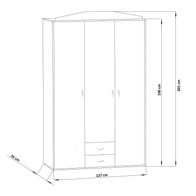 Prostorná šatní skříň se zrcadlem MARIETTA - šířka 127 cm, bílá