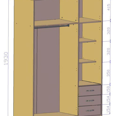 Kombinovaná šatní skříň SIMELA - šířka 127 cm, bílá