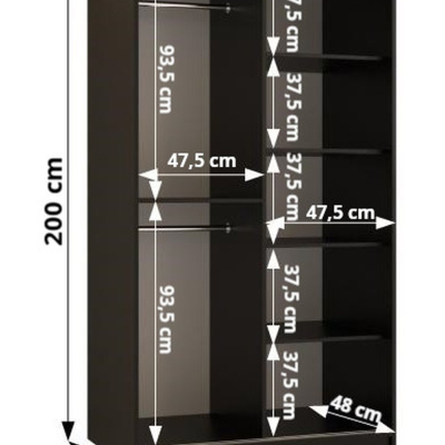 Skříň s posuvnými dveřmi a zrcadlem PAOLA - šířka 100 cm, černá / bílá