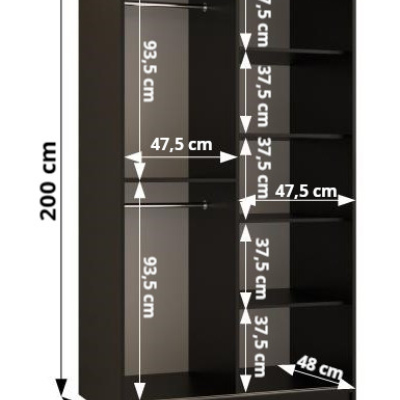 Dvoudveřová skříň NEA 1 - šířka 100 cm, černá