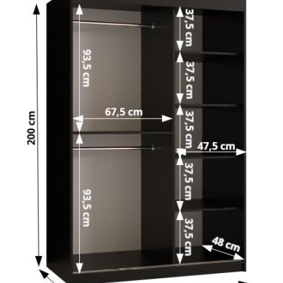 Praktická šatní skříň RADOLA 3 - šířka 120 cm, bílá