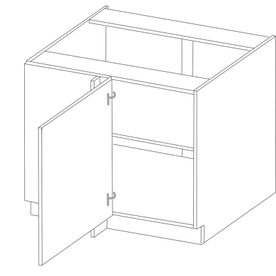 Prodloužená rohová skříňka ADARA - šířka 105 cm, krémová / dub artisan