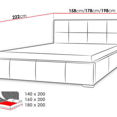 Čalouněná manželská postel 140x200 YSOBEL - bílá ekokůže