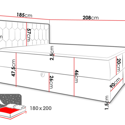 Kontinentální dvoulůžková postel 180x200 TOMASA 6 - tmavá růžová + topper ZDARMA