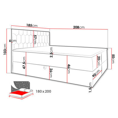 Kontinentální dvoulůžková postel 180x200 TOMASA 6 - tmavá růžová + topper ZDARMA