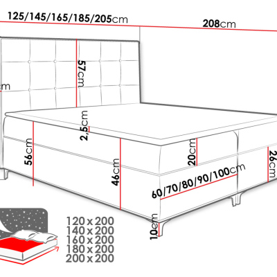 Hotelová dvoulůžková postel 200x200 SAUL - světlá hnědá + topper ZDARMA